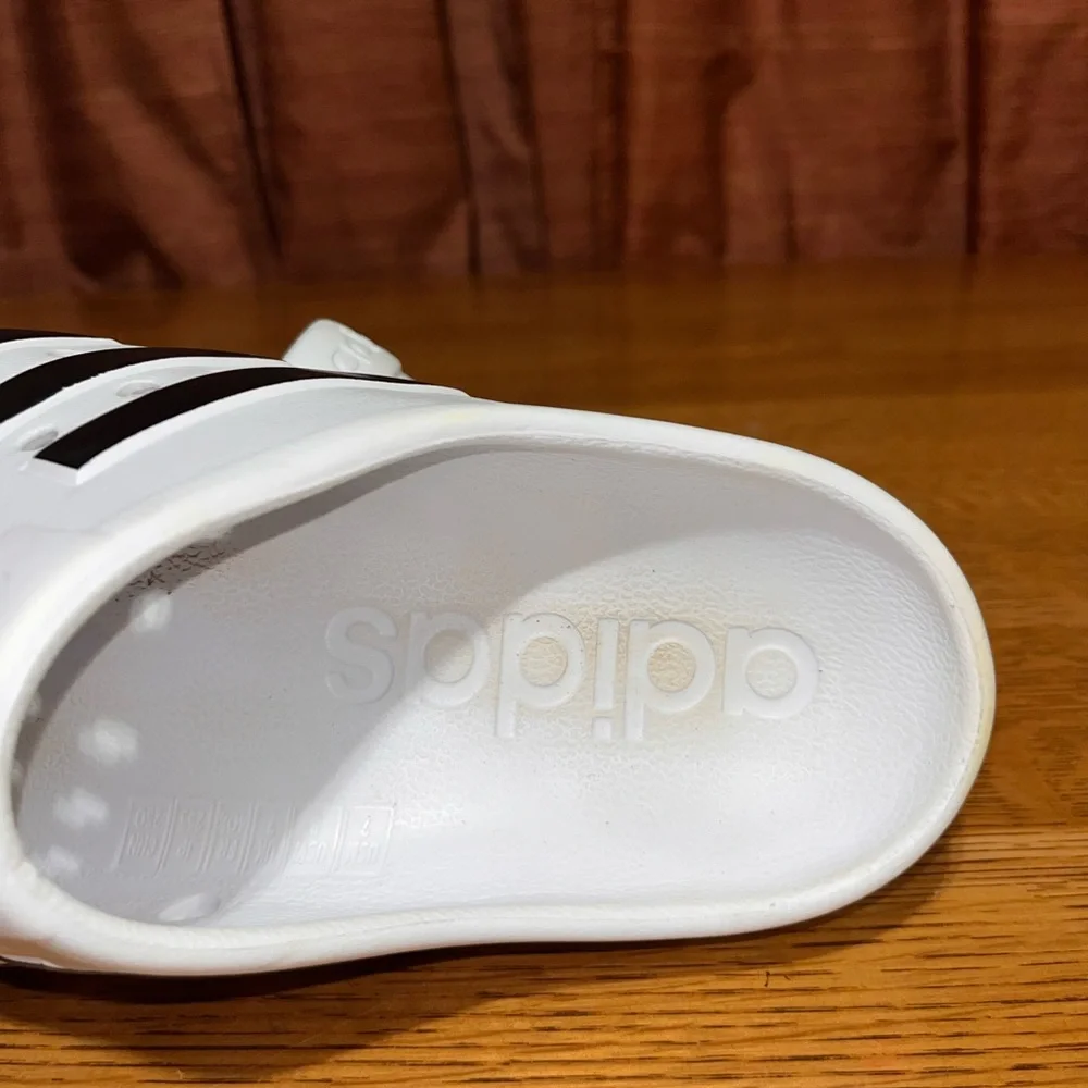 ADIDAS ADILETTE CLOG SLIDES White/Black 3 Stripes Shoes Men Sz 7 Women sz 9